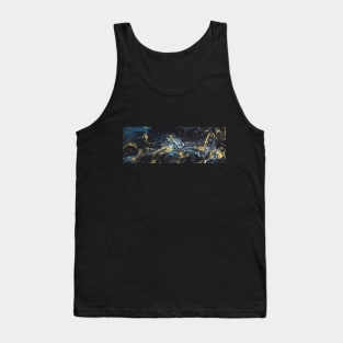 Liquid art. Abstract black-blue-gold background with hand-painted marble texture. Best for the print, fabric, poster, wallpaper, cover and packaging, wrapping paper. Christmas holiday mood. Tank Top